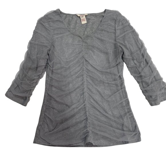 EUC Sundance Ruched Gray Long Sleeve Top – Women’s Small - Picture 1 of 3